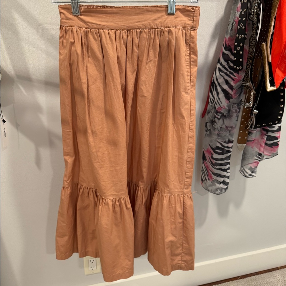 Target Orange Tiered Midi Skirt Casual Resort Wear